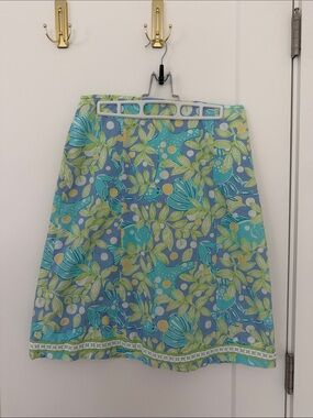 VINTAGE Lilly Pulitzer A-Line Skirt in Sweet Blue Crabby print